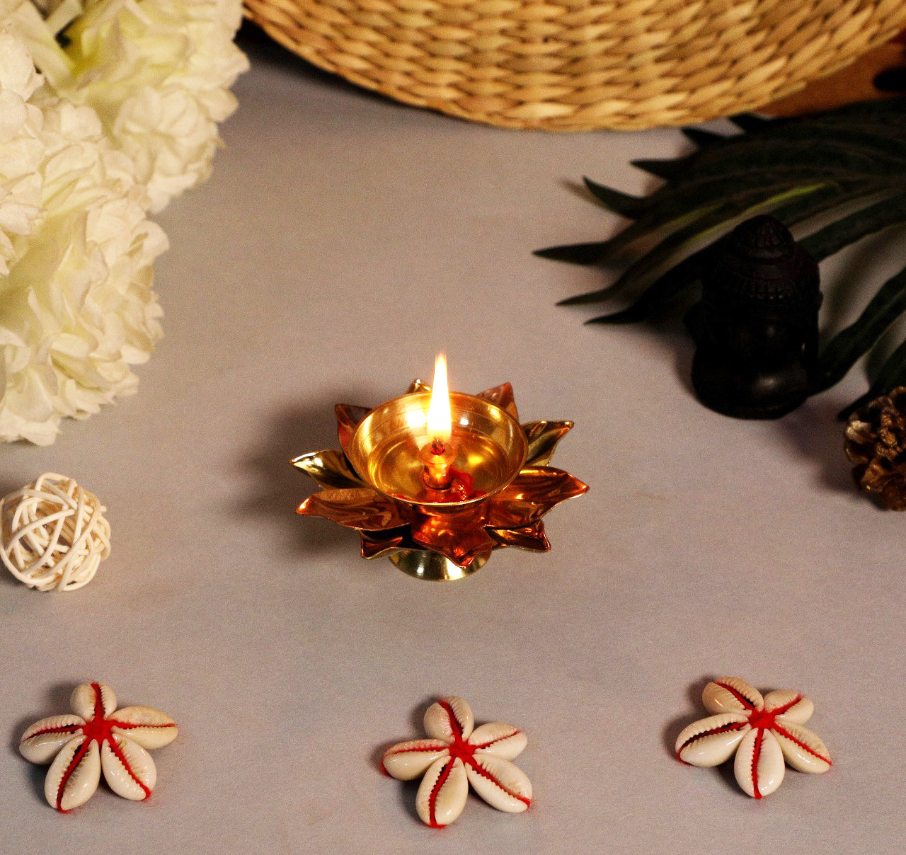 lotus diya brass