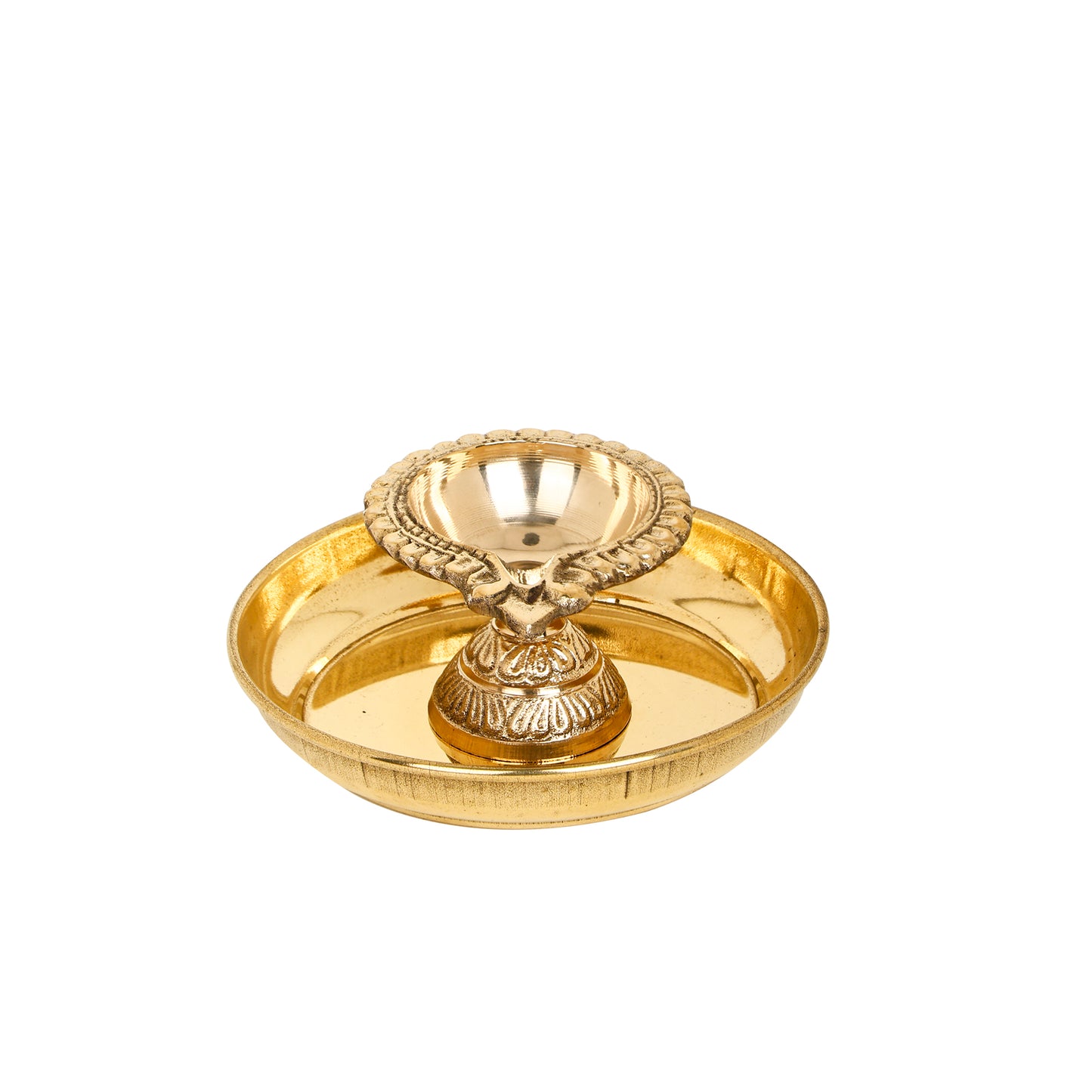 diya and plate set brass
