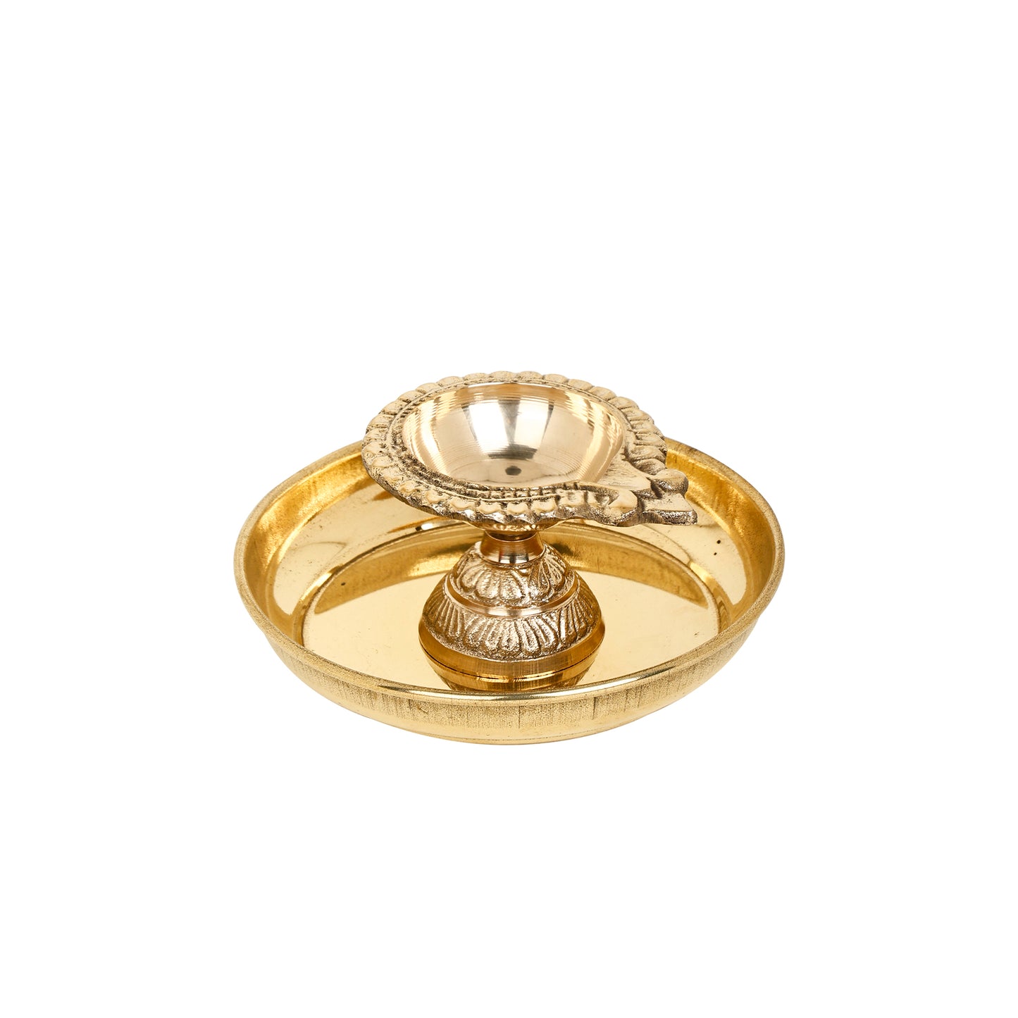 diya and plate set brass