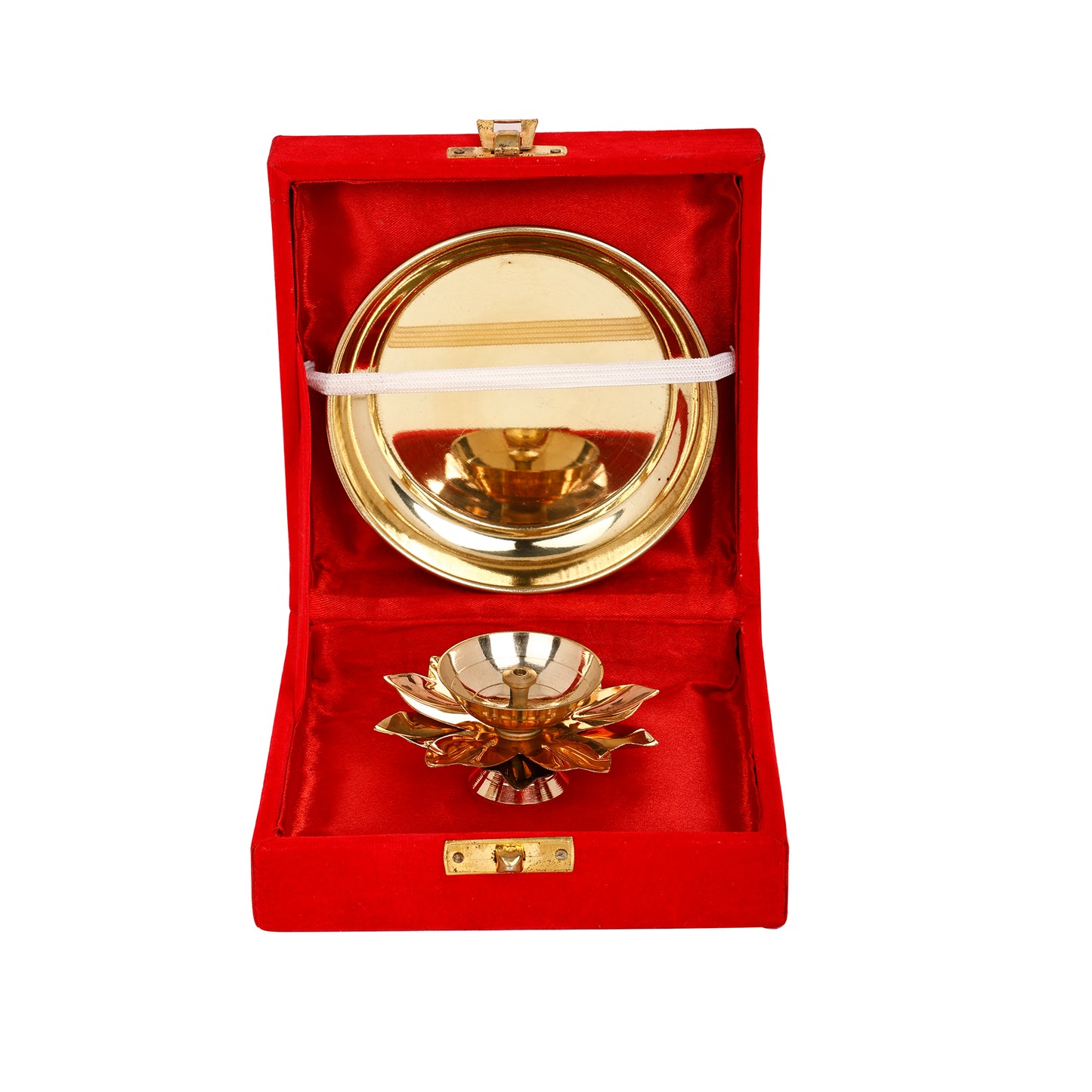 diya and plate set brass