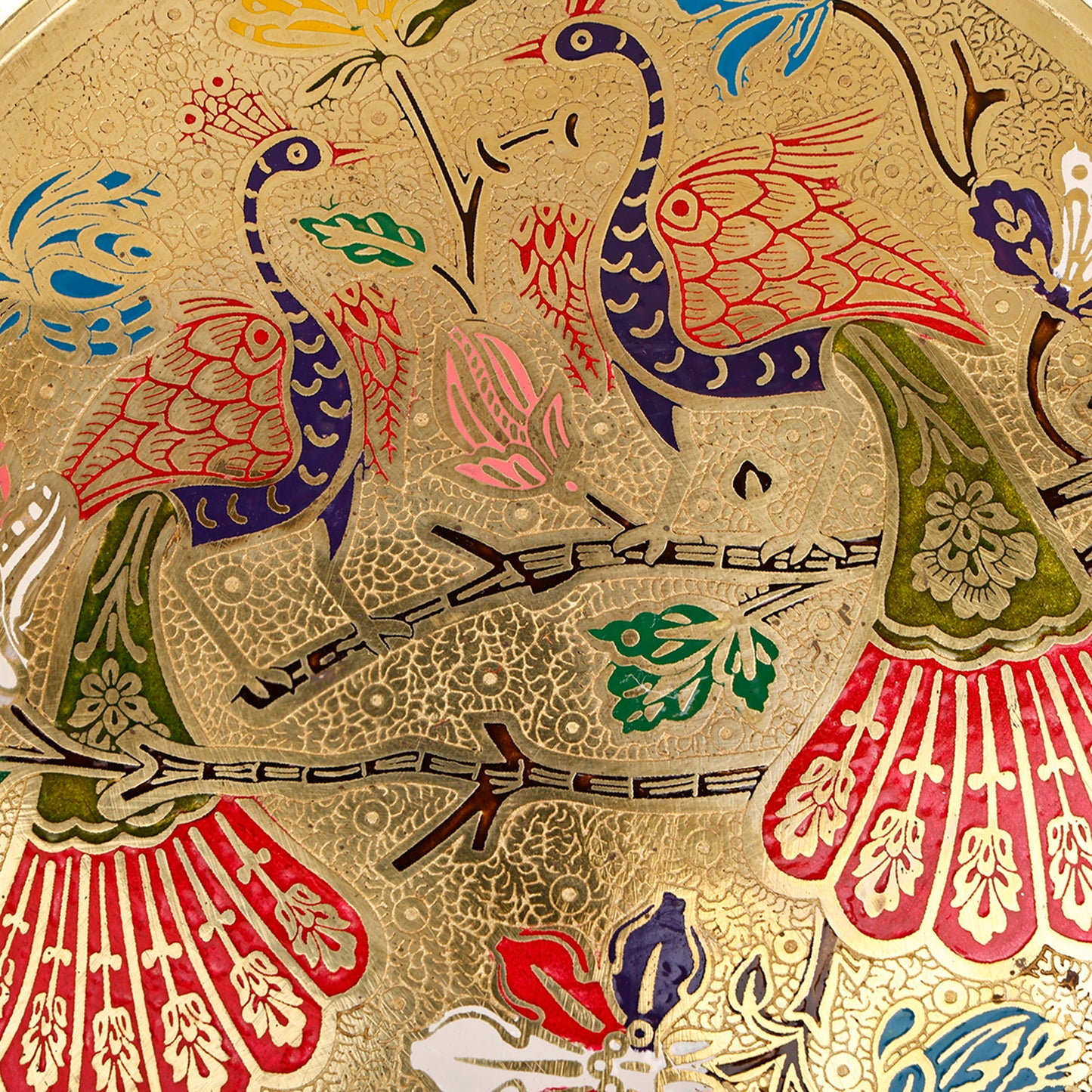 peacock design thali brass