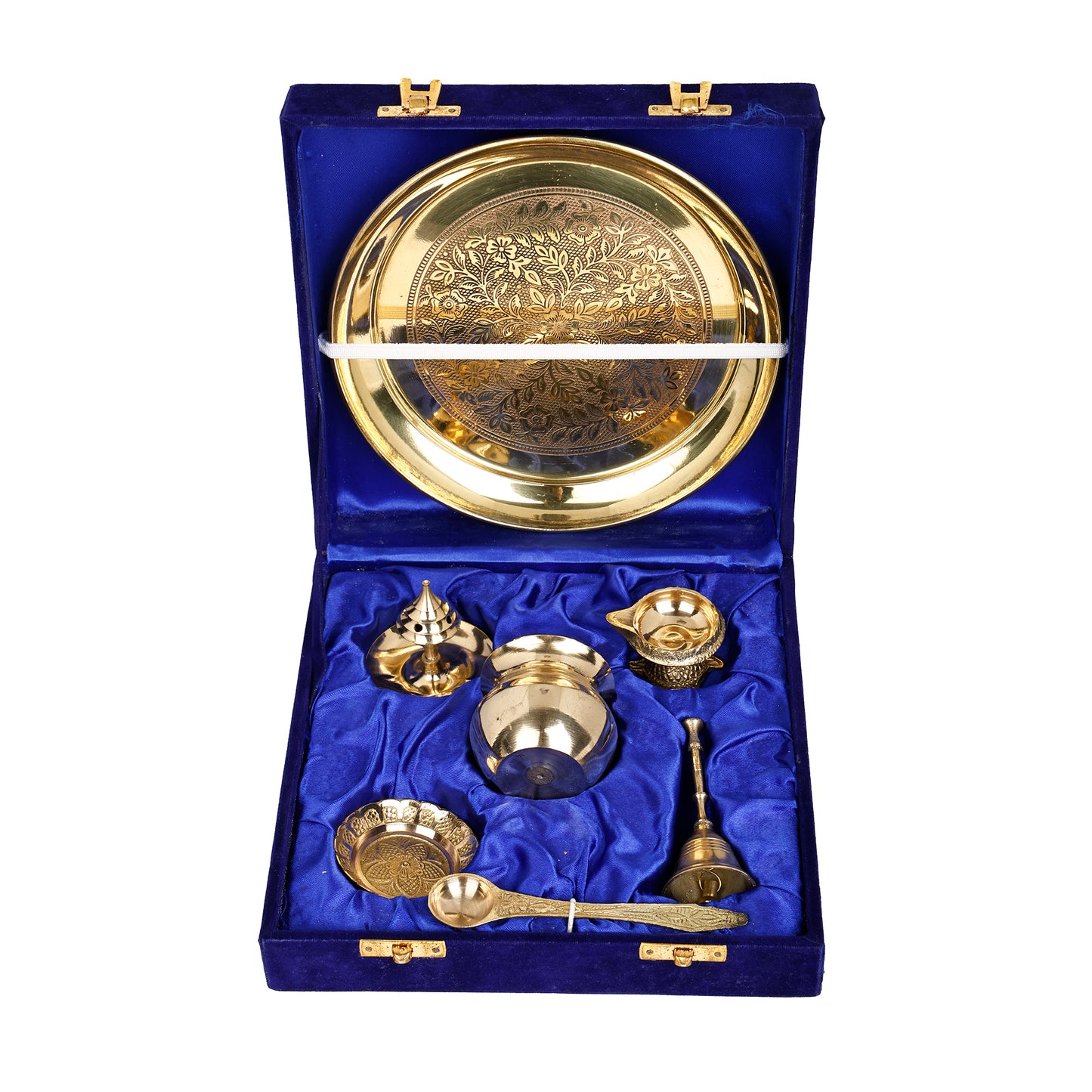 brass puja thali set with box
