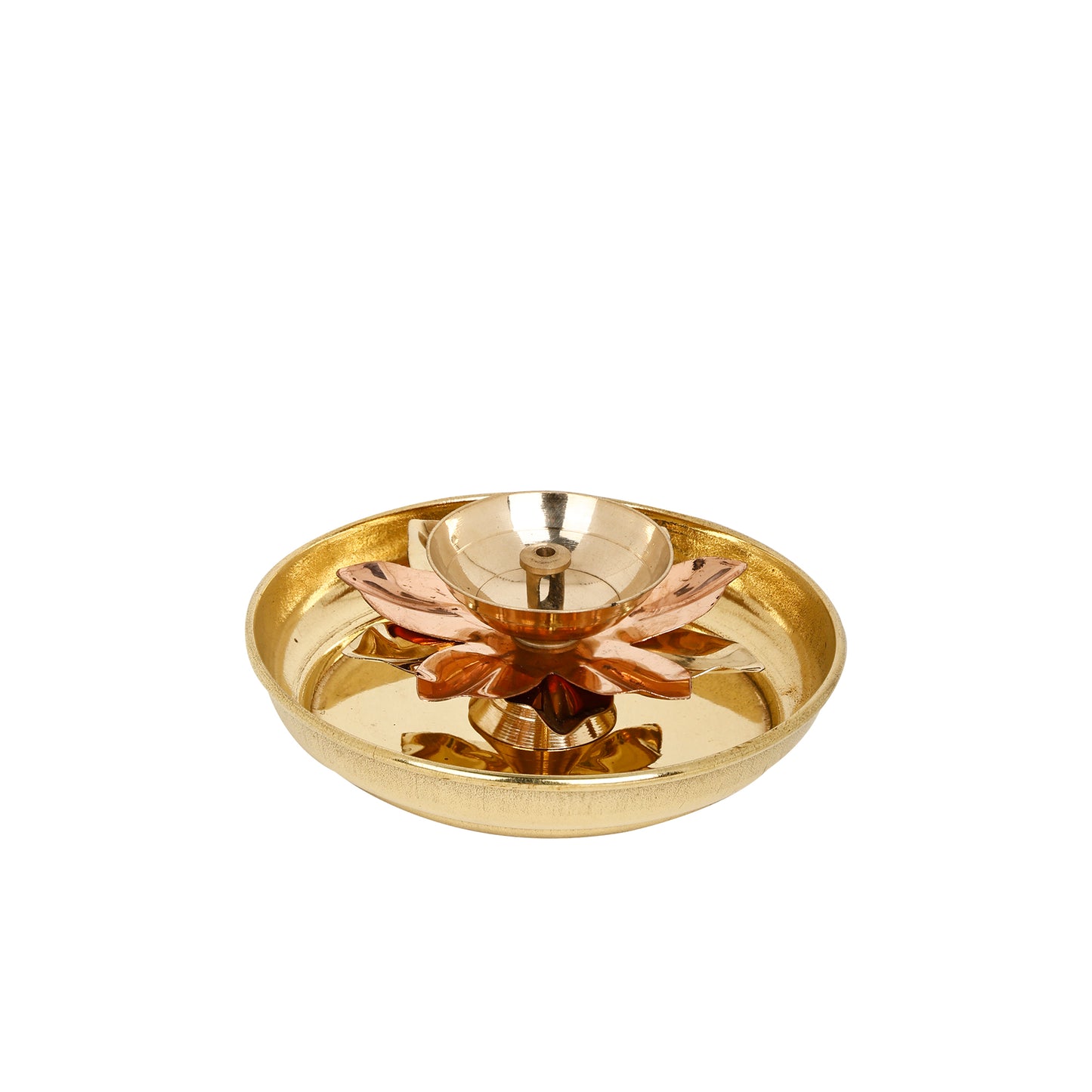 diya and plate set brass
