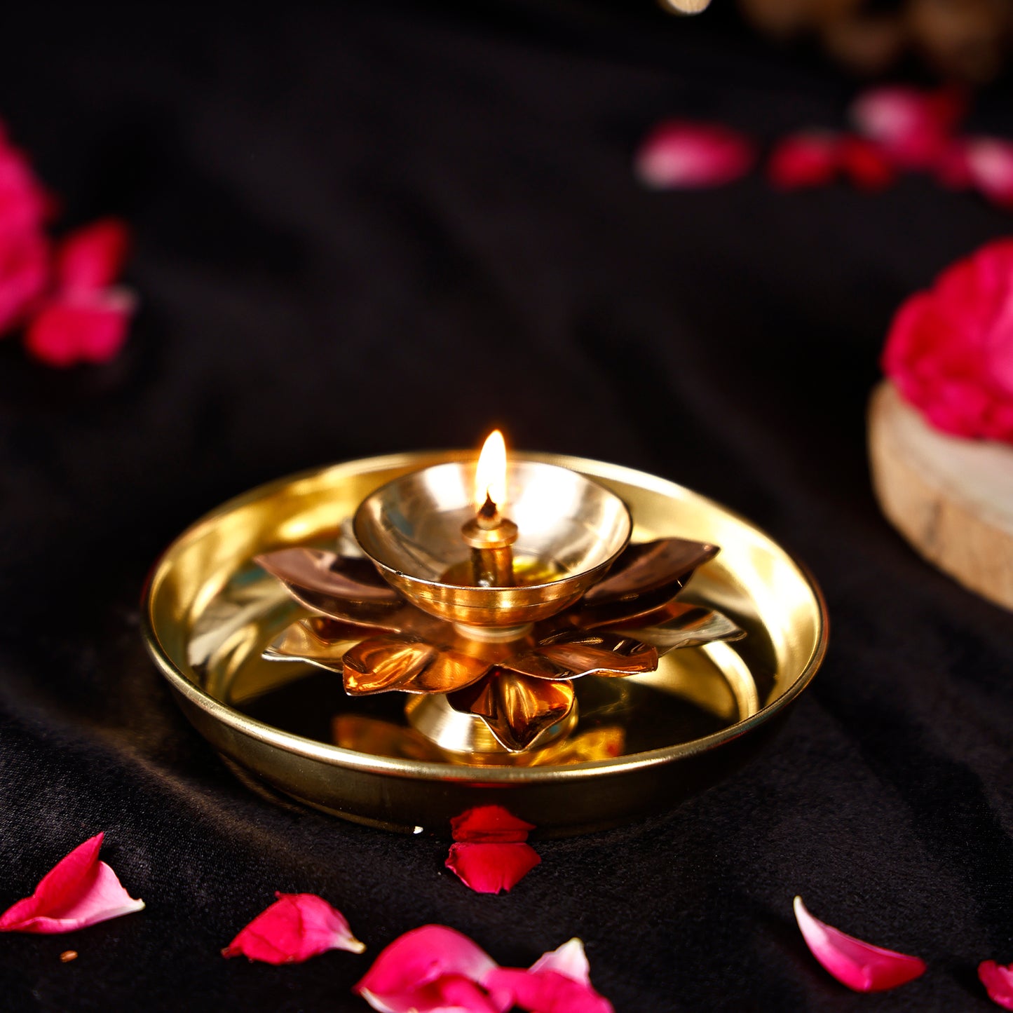 diya and plate set brass