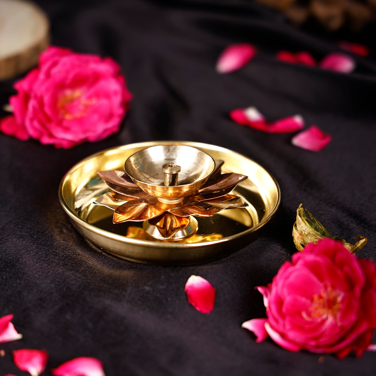 diya and plate set brass