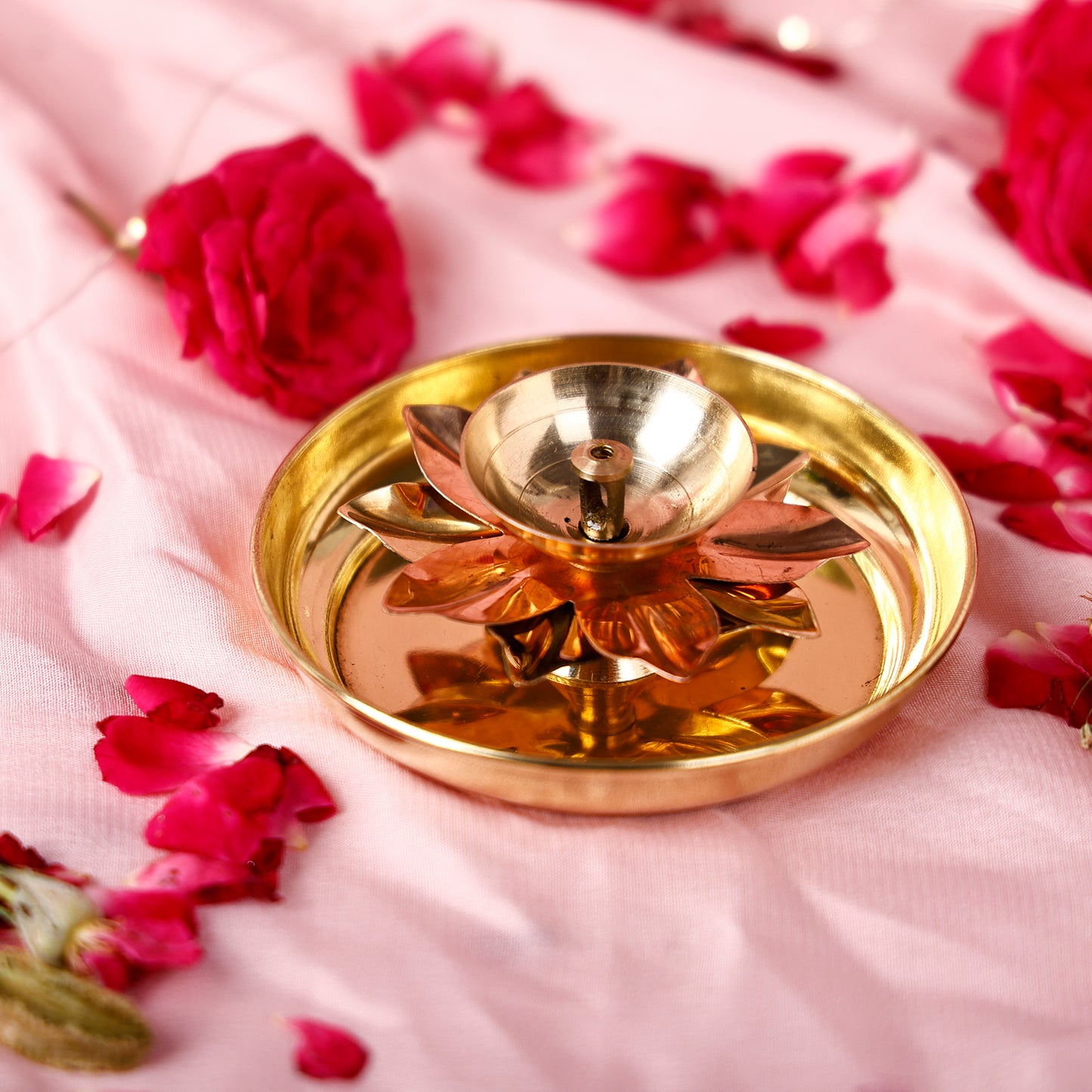diya and plate set brass