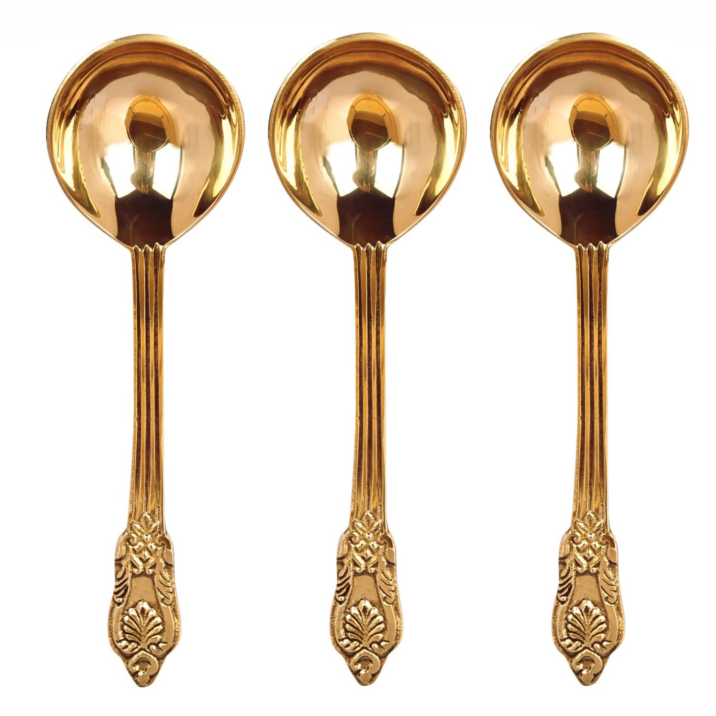 serving spoons set brass