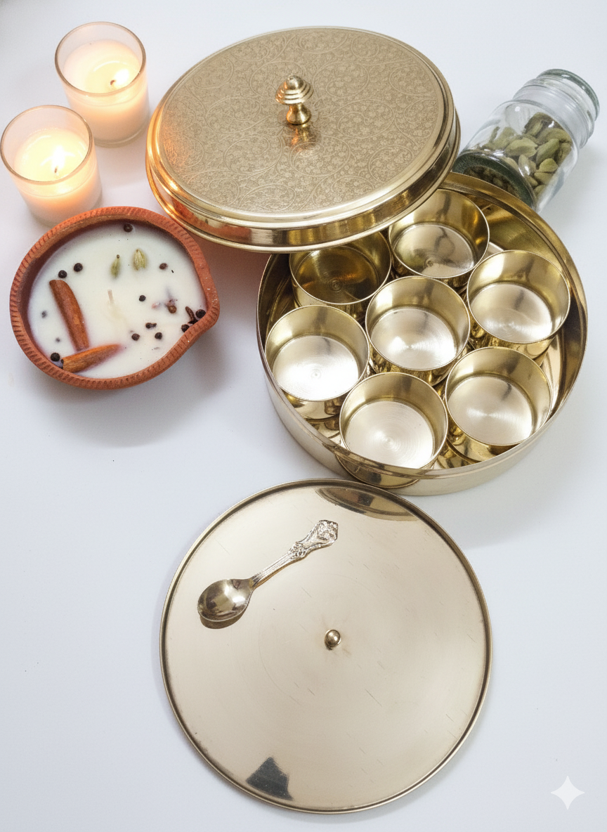 brass masala box