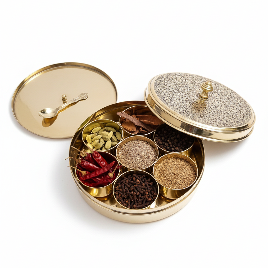 brass masala box