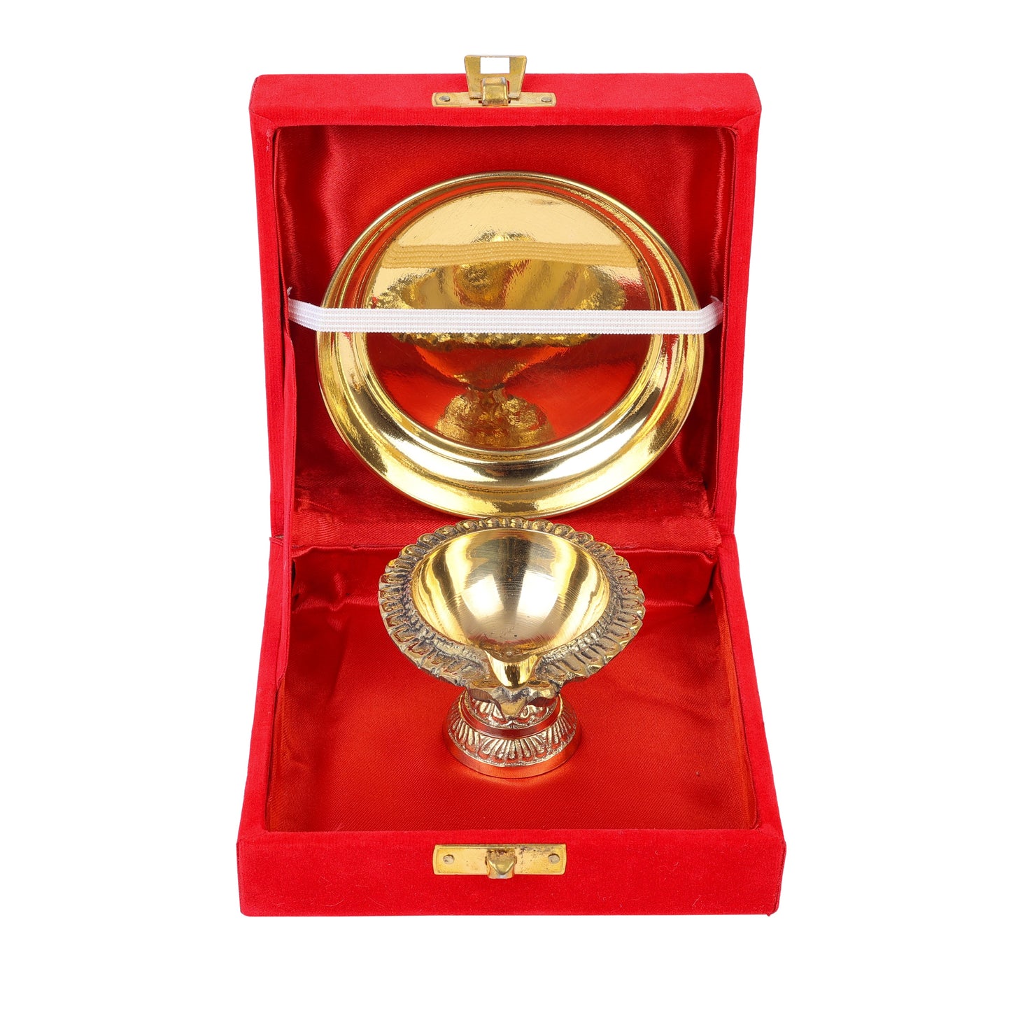 diya and plate set brass