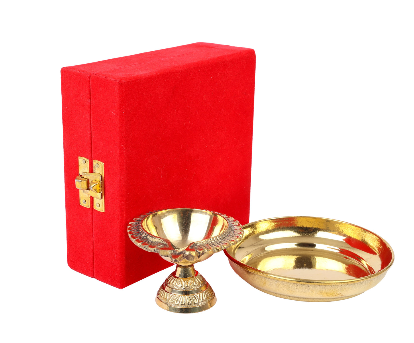 diya and plate set brass