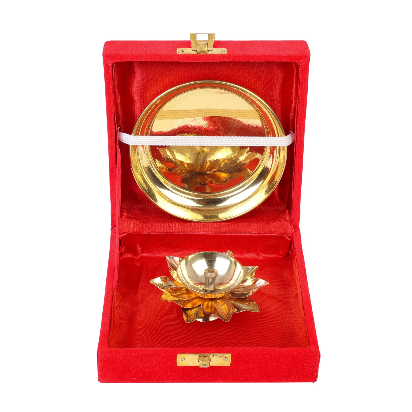 diya and plate set brass