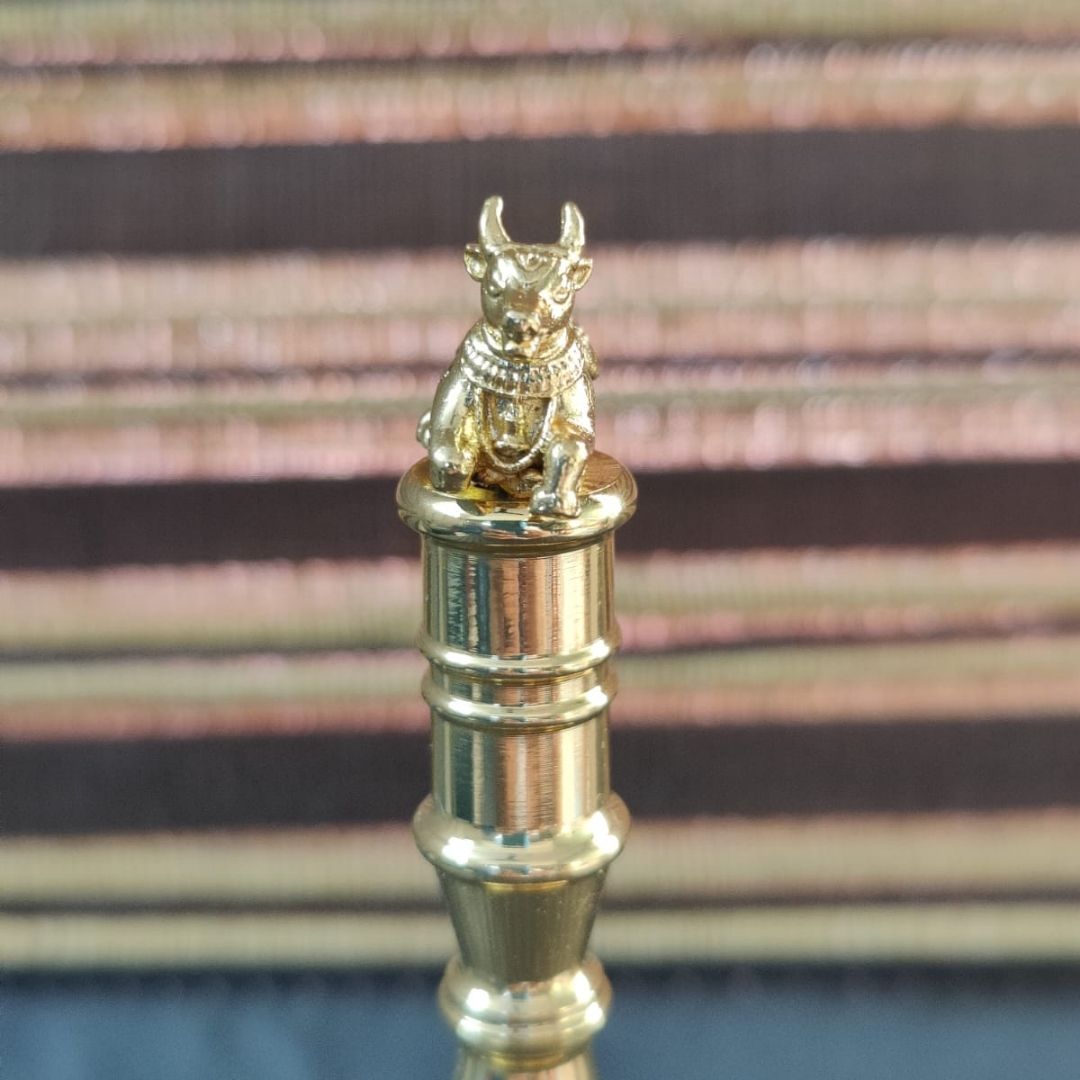 Brass bell for pooja room | Premium polished mandir ghanti (Nandi design)