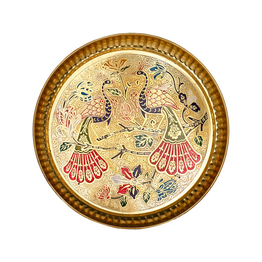 peacock design thali brass