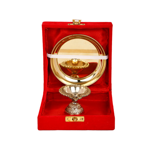 diya and plate set brass