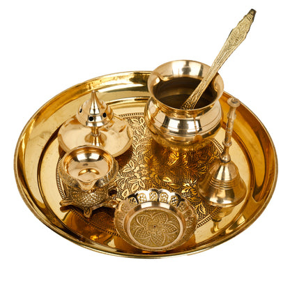 brass puja thali set with box