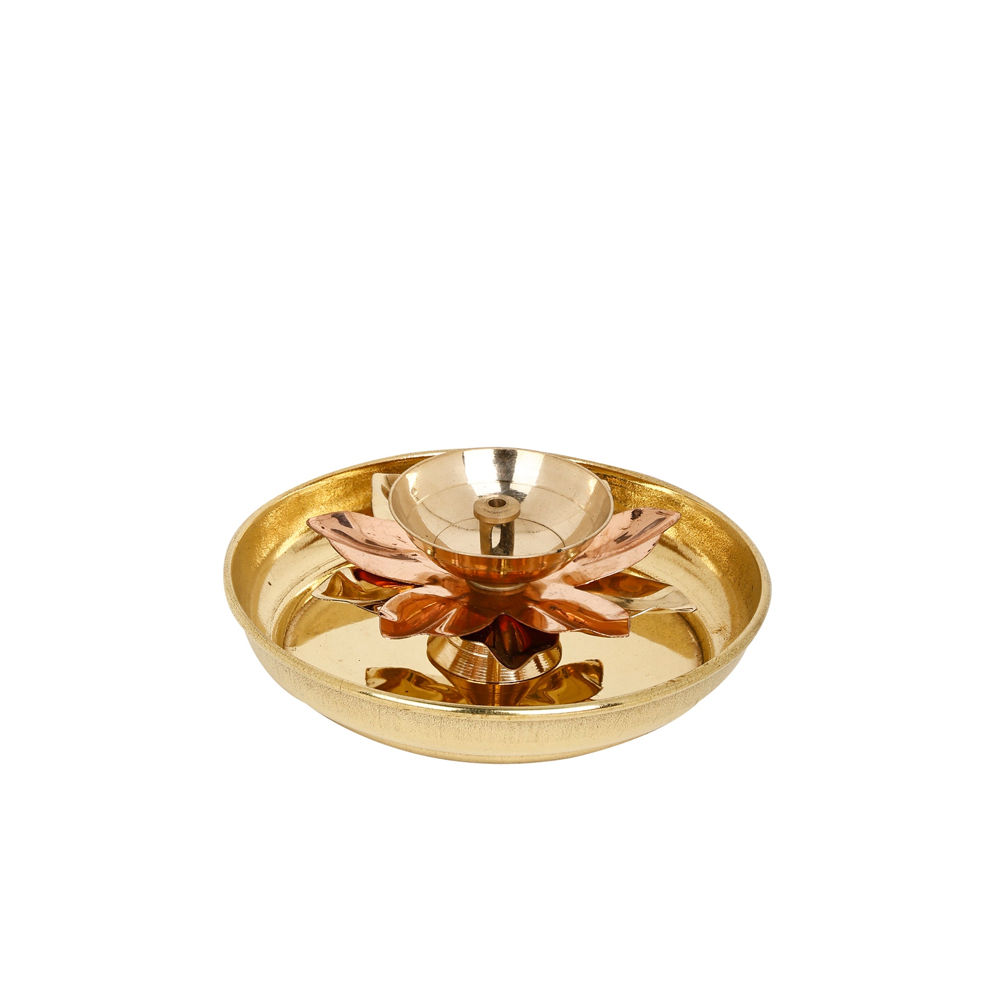 diya and plate set brass