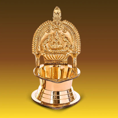 Brass Kamakshi Deepam (Kamatchi Vilakku) 5"x3"x3" Big Size | 190 Grams Approx. | Handcrafted Brass Oil Lamp – 12 cm