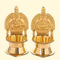 Traditional Lakshmi vilakku brass diya with goddess engraving