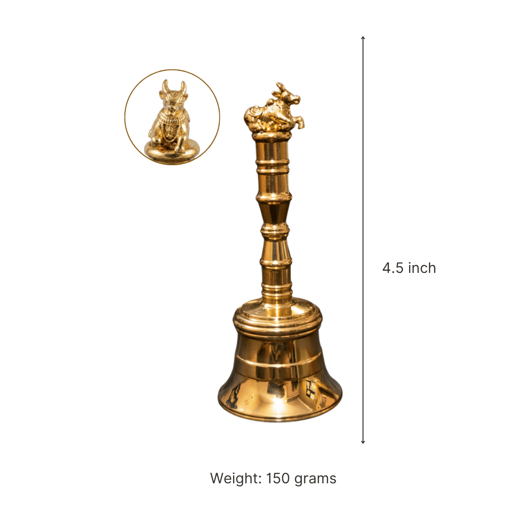 Brass Nandi Bell with dimension, weight and clarity of nandi
