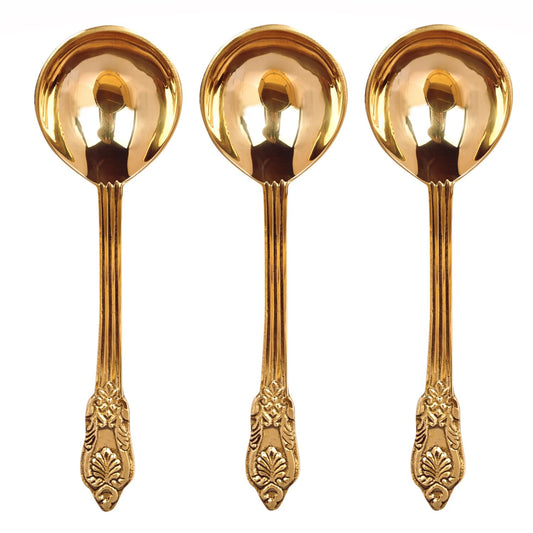serving spoons set brass