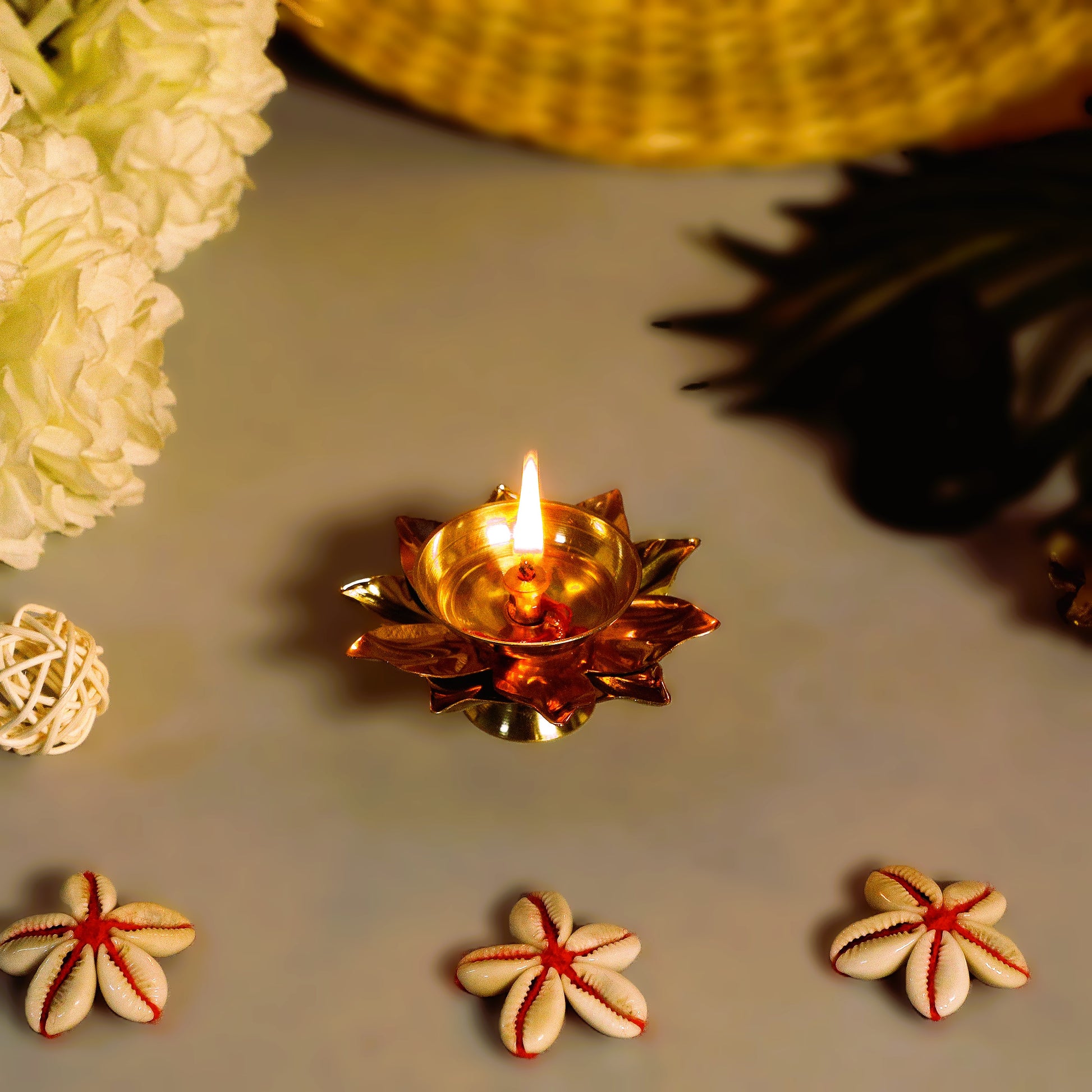 lotus diya brass