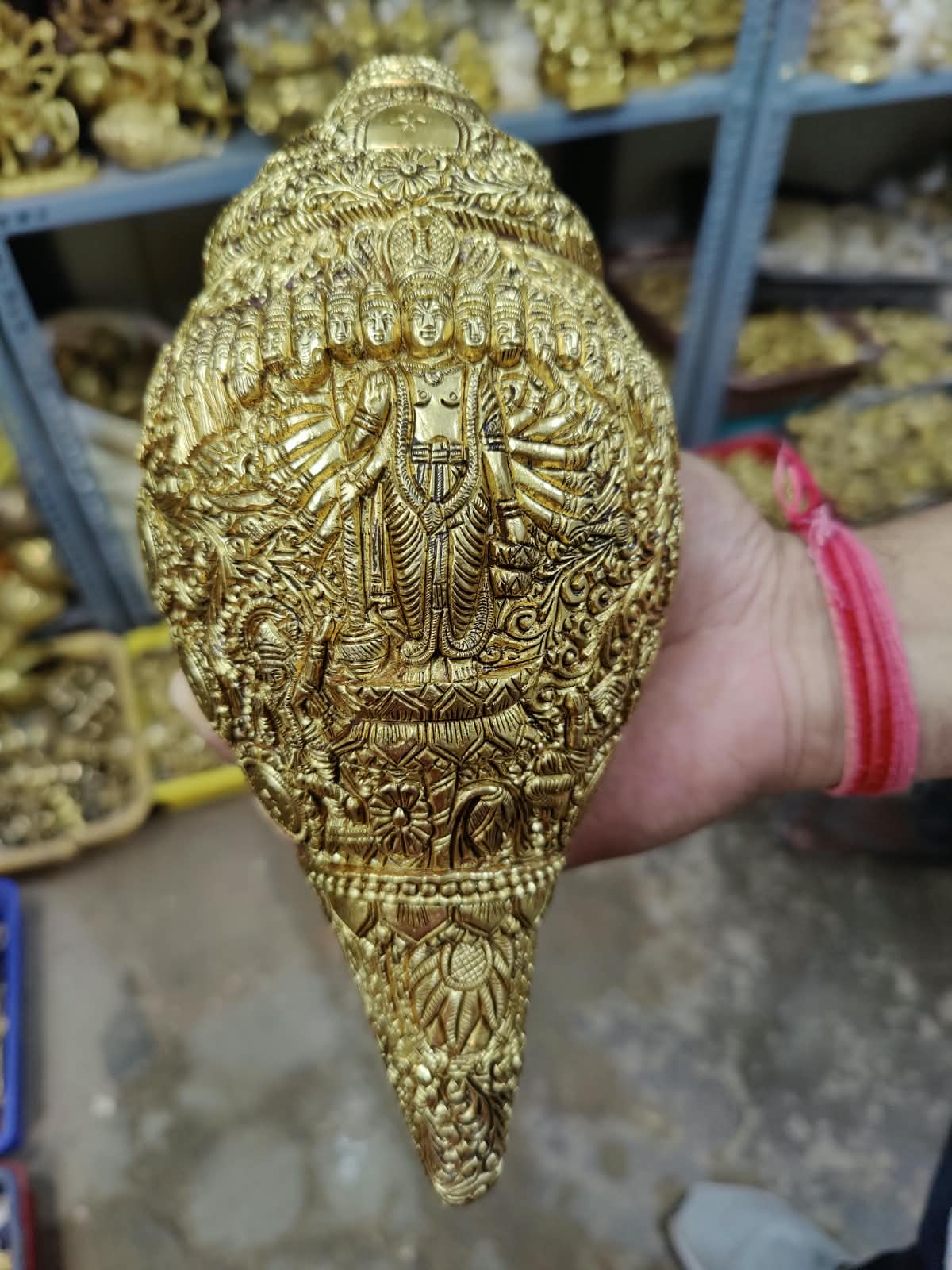 Brass Shankh – Vishnu Virat Roop Design