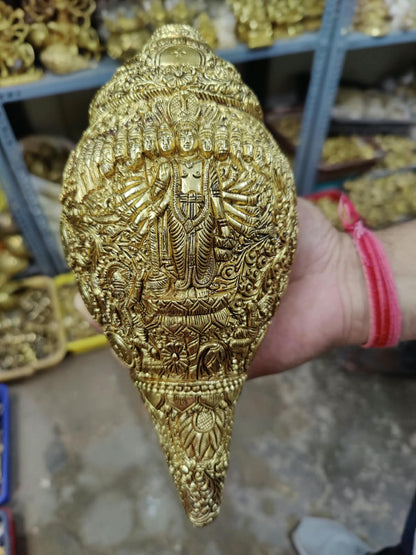 Brass Shankh – Vishnu Virat Roop Design