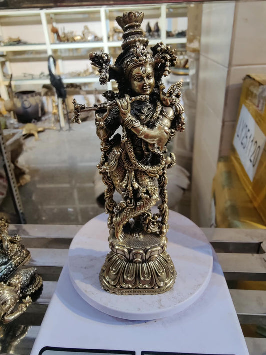 Brass Lord Krishna Idol | Flute playing Krishna Murti