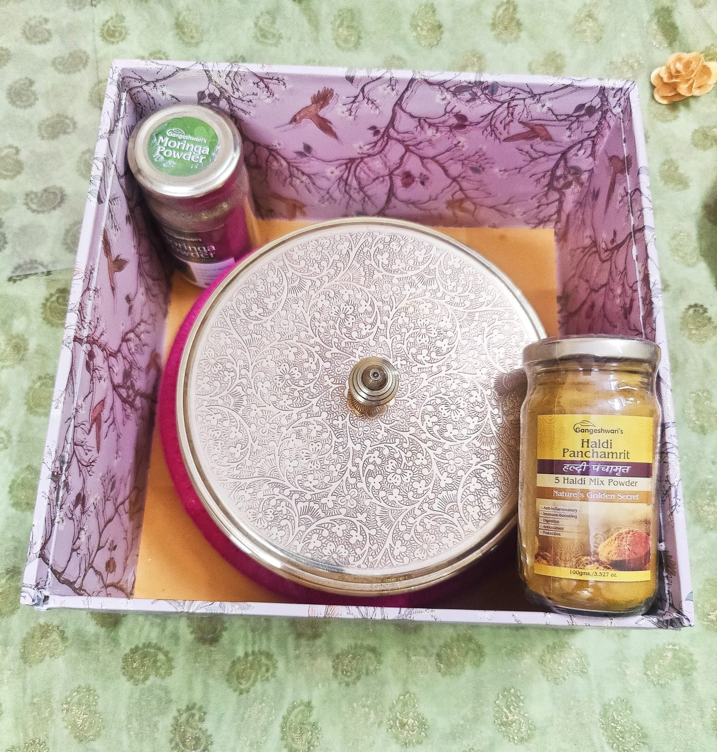 Spice and Herb Fusion Hamper – Brass Masala Box with 2 Spices