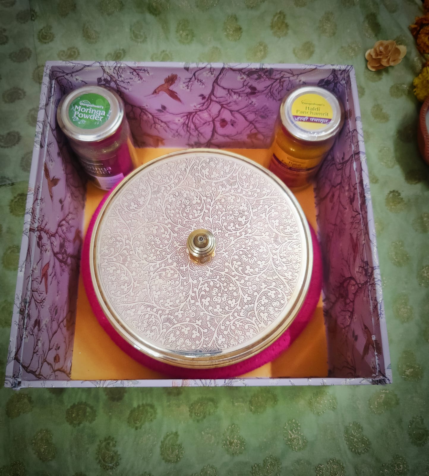 Spice and Herb Fusion Hamper – Brass Masala Box with 2 Spices