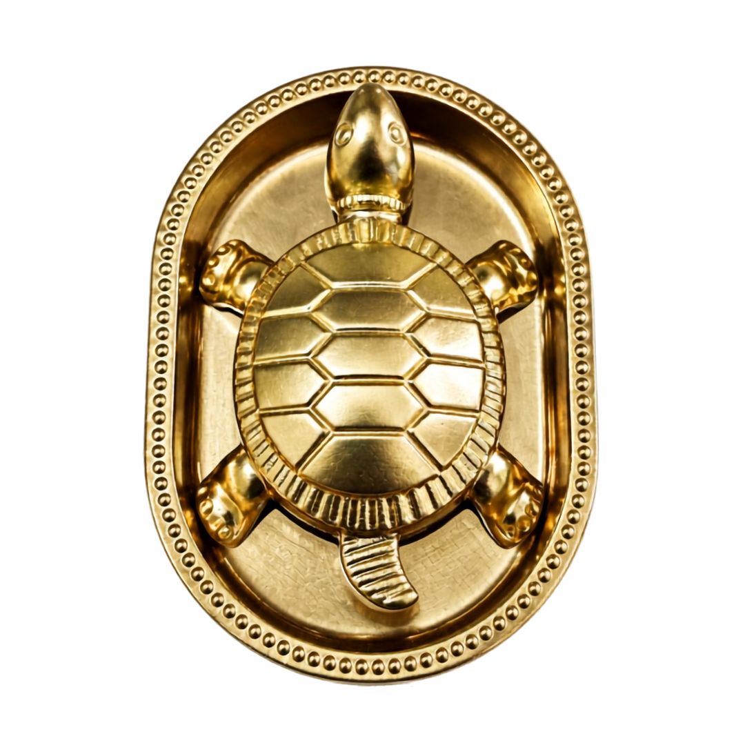 Pure Brass Kachhua & Plate Set with Kuber Yantra (Big) | Gift Box Included