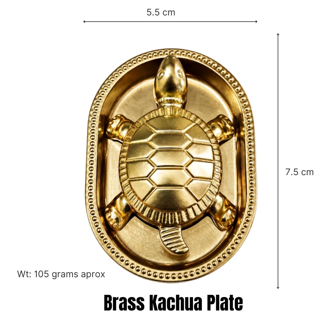 Pure Brass Kachhua & Plate Set with Kuber Yantra (Big) | Gift Box Included