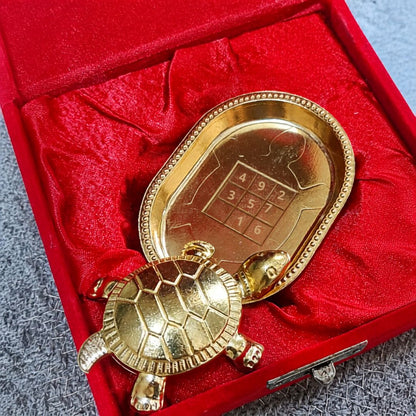 Pure Brass Kachhua & Plate Set with Kuber Yantra (Big) | Gift Box Included