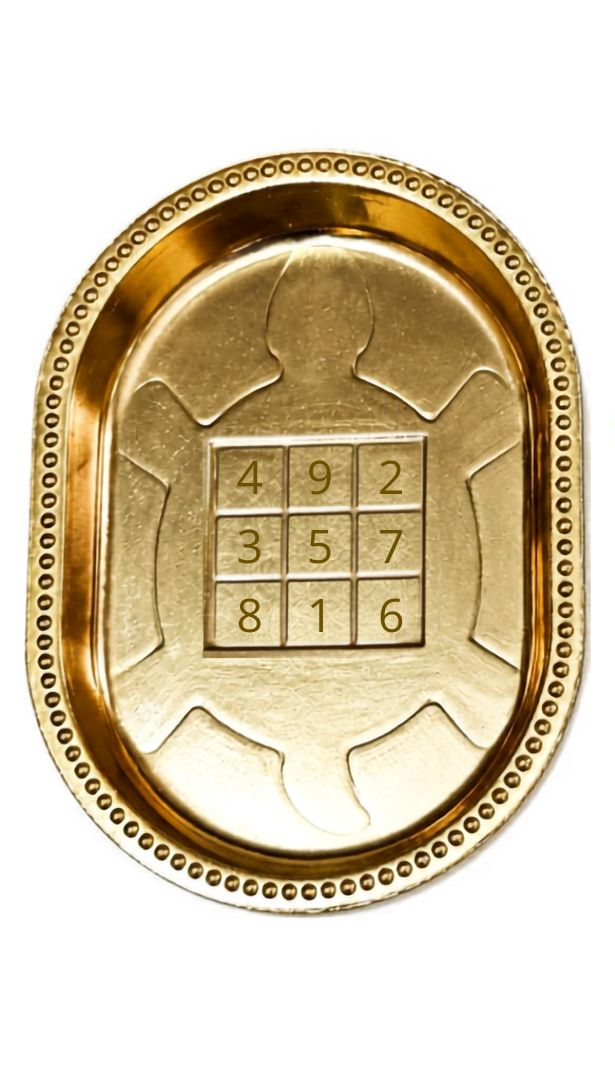 Auspicious Number Grid - The numbers 1–9 are arranged in a traditional 3×3 magic-square pattern, where every row, column and diagonal adds up to 15.