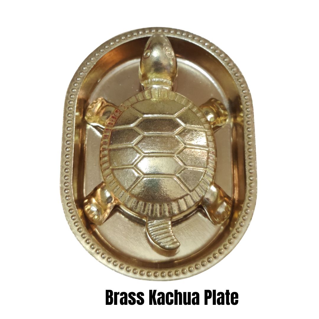 Pure Brass Kachhua & Plate Set with Kuber Yantra (Big) | Gift Box Included