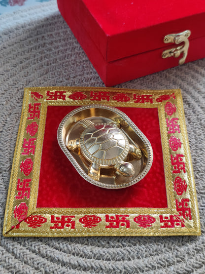 brass_kachhua_plate_set with asana for gifting in janastami, Ganeshchaturthi, Ganesh Chaturthi, Corporate Gifting. Best for Feng shui
