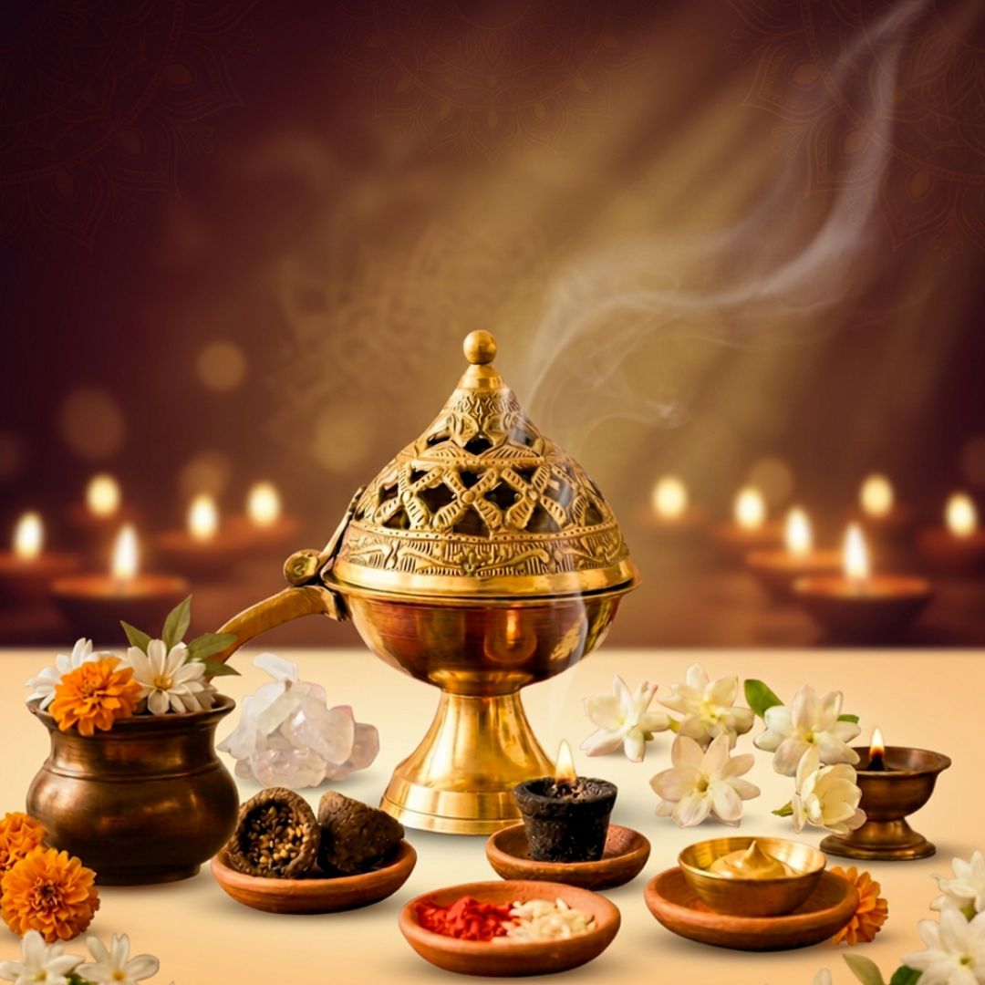 Pure Brass Loban Burner | Dhoop Dani | Incense Burner for Pooja & Home