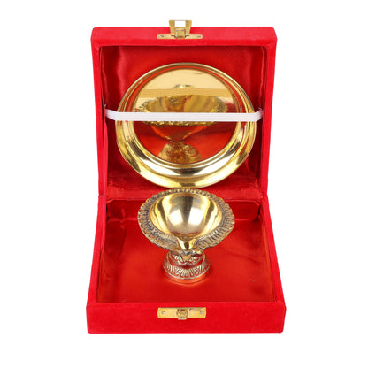 diya and plate set brass