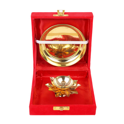 diya and plate set brass