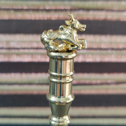Brass bell for pooja room | Premium polished mandir ghanti (Nandi design)