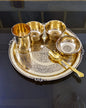Brass dinner thali set Brass Dinner ThaliS et with Brasst hali _spoon _katori_ halwa plate and glass