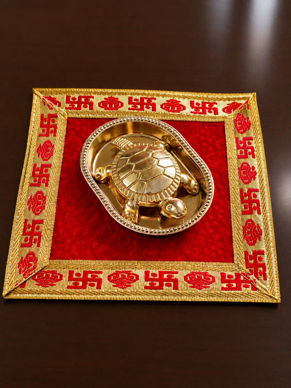 Vastu Tortoise Kachua Plate Set Brass (Big) with premium asan & Gift Box | Wealth & Prosperity