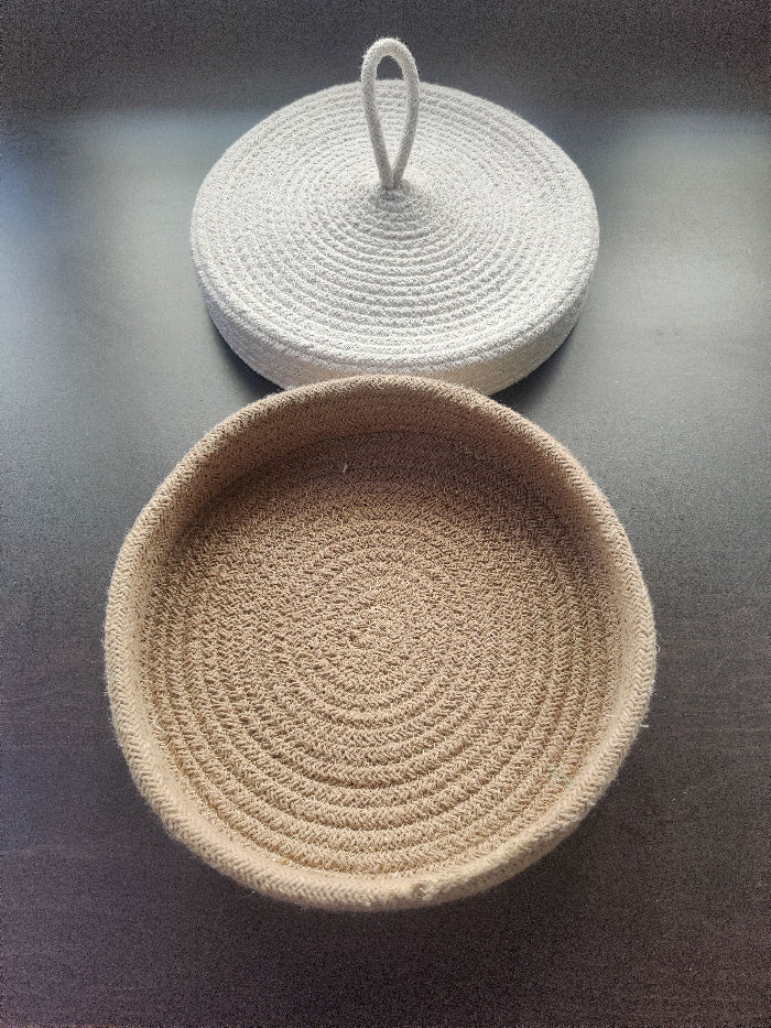 cotton baskets for storage white brown 1