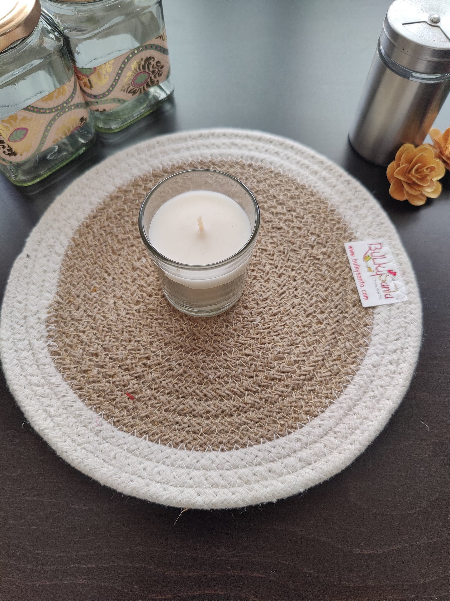 Cotton Round Table Mats | Heat Resistant Placemats, Washable & Reversible Design