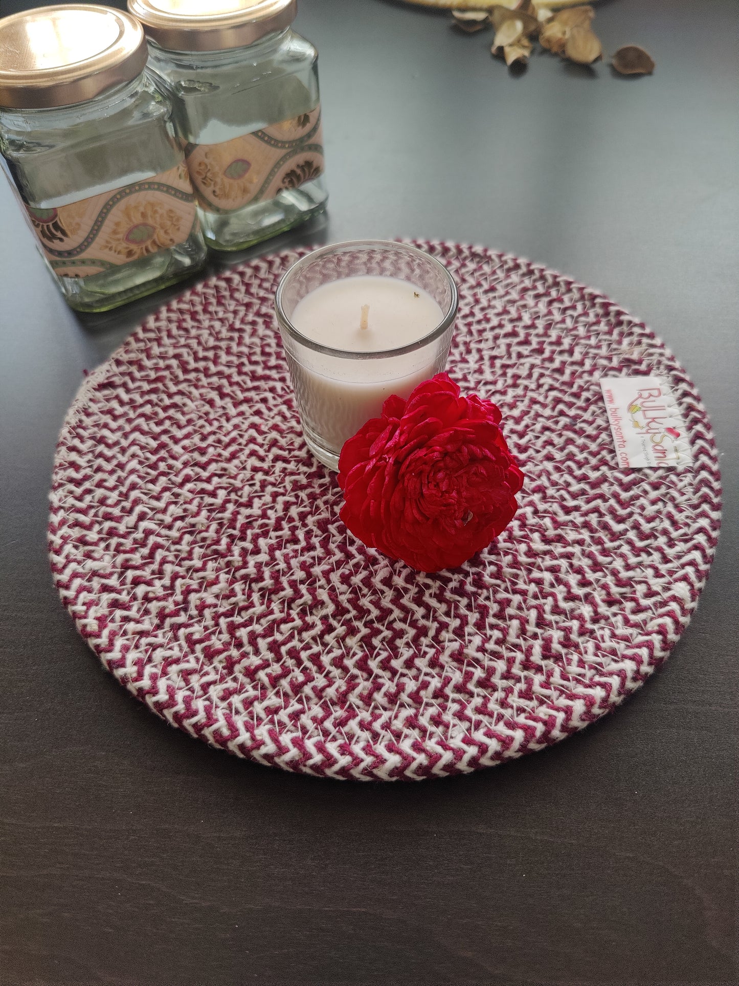 Cotton Round Table Mats | Heat Resistant Placemats, Washable & Reversible Design