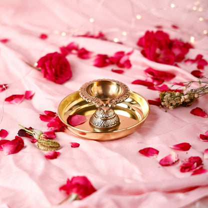 diya and plate set brass