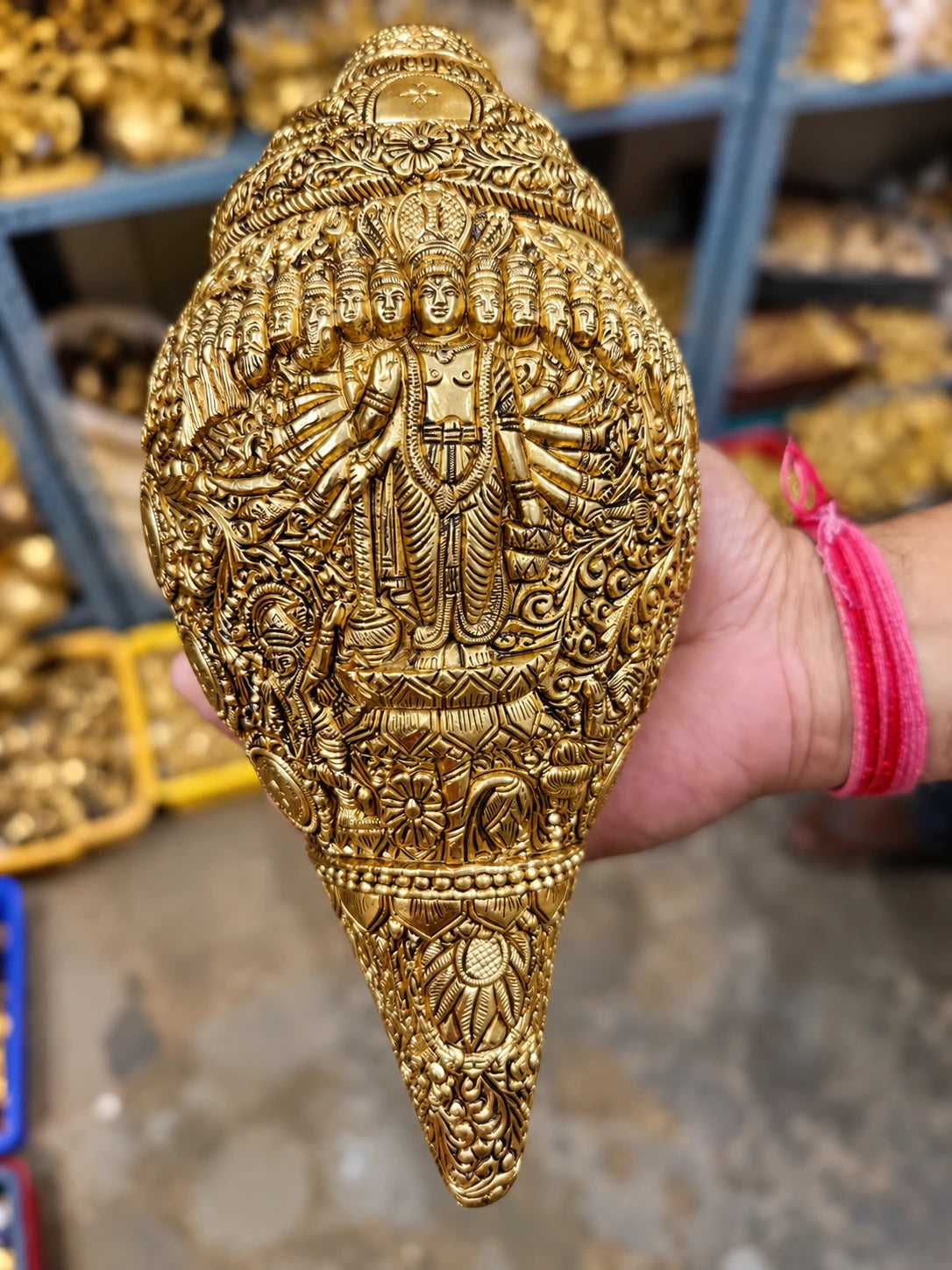 Brass Shankh – Vishnu Virat Roop Design