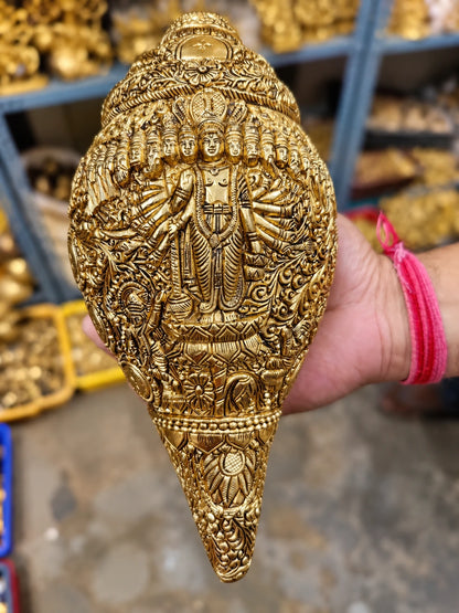 Brass Shankh – Vishnu Virat Roop Design