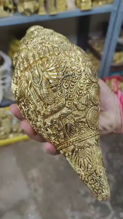 Brass Shankh – Vishnu Virat Roop Design